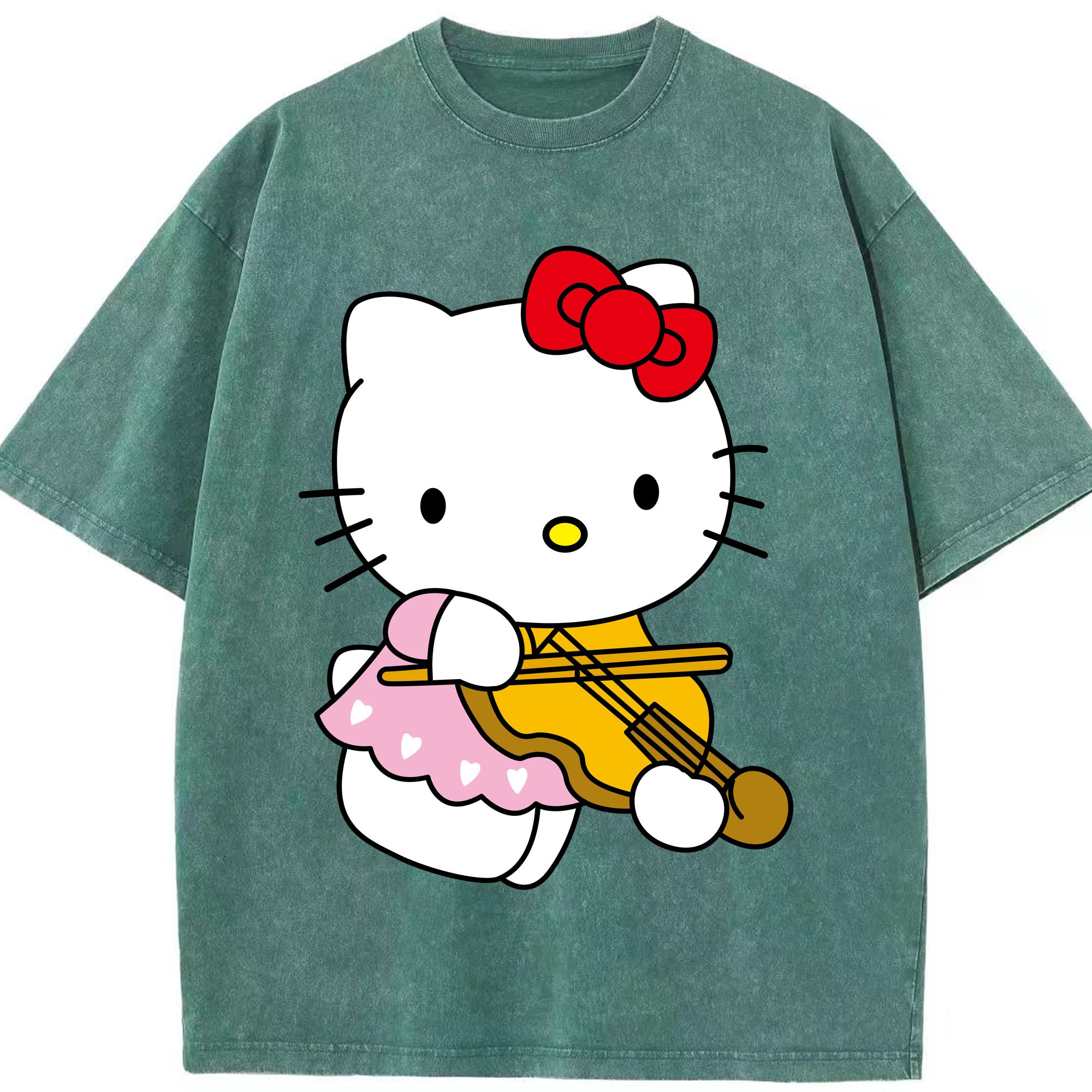 （画像用） Hello Kitty ハローキティ 綿100% ヴィンテージ風 半袖Tシャツ（フロントプリント）